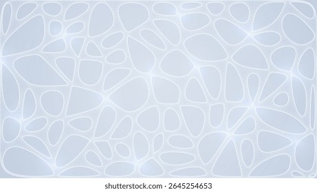 Weißes organisches Zellmuster mit neuronaler Textur. Abstraktes Voronoi-Netzwerk. AI BG mit Neuron- und Synapsengeometrie. Netzgitter und Netz. Techno Hintergrund mit dynamischen Linien und Kurve. Biologische Struktur