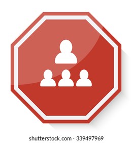 White Organization icon on red stop sign web app