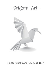 White Origami Art Vector Illustration Paper Folding Animal Bird Eagle Object