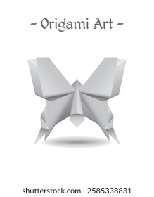 White Origami Art Vector Illustration Paper Folding Animal Butterfly Object