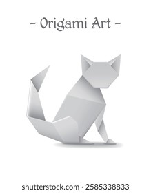 White Origami Art Vector Illustration Paper Folding Animal Fox Object