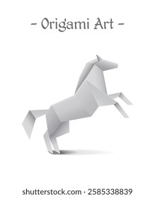 White Origami Art Vector Illustration Paper Folding Animal Horse Object