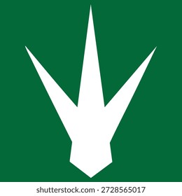 Forma de hoja de origami blanco sobre fondo verde para propósitos de diseño y decoración