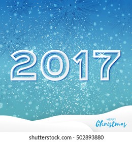 White Origami Merry Christmas Greeting card with Cutout Paper 2017