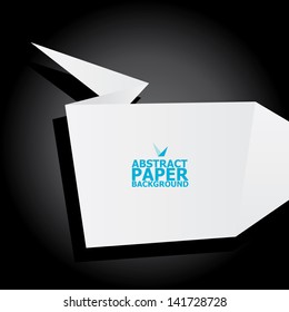 White origami paper banner on black background. Vector origami Speech bubble. Vector abstract origami background for website or cover design. Black and White stylish brochure for text and advertising.