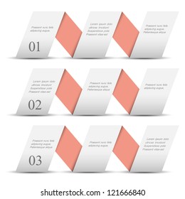 White origami paper numbered banners .Trendy design template