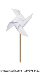 White Origami Paper Windmill. 3d Photo Realistic Illustration Isolated On White Background. Front View svg