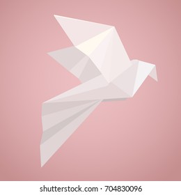 White origami pigeon. Paper Zoo. Vector element for your creativity