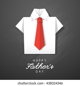 white origami shirt with red tie, vector card for fathers day