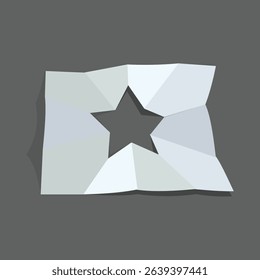 White origami star paper craft flat design illustration
