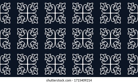 White ornament on blue seamless pattern. Vintage, paisley elements. Ornamental traditional, ethnic, turkish. Great for fabric and textile, wallpaper, packaging or any idea.