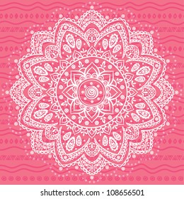 White Ornament on the pink ethnic background