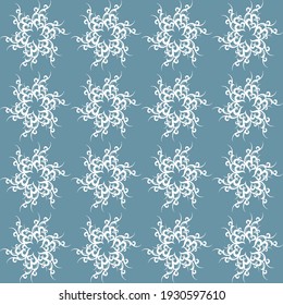 white ornament seamless blue pattern
