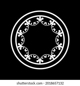 Patrón circular ornamental blanco sobre fondo negro. Diseño de plantilla de tarjeta. Ilustración vectorial.