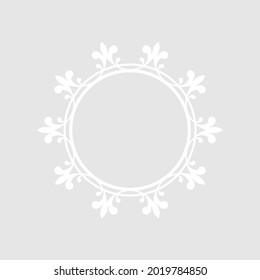 White ornamental circular pattern on light background. Card template design. Vector illustration.
