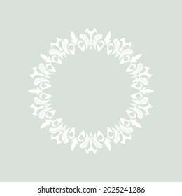 White ornamental circular pattern on light background. Card template design. Vector illustration.