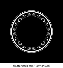 White ornamental circular pattern on black background. Card template design. Vector illustration.