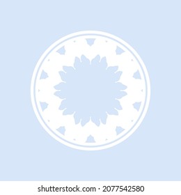 Patrón circular ornamental blanco sobre fondo azul claro. Diseño de plantilla de tarjeta. Ilustración vectorial.