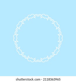 Patrón circular ornamental blanco sobre fondo azul claro. Diseño de plantilla de tarjeta. Ilustración vectorial.