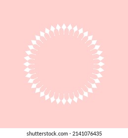 Patrón circular ornamental blanco sobre fondo rosado. Diseño de plantilla de tarjeta. Ilustración vectorial.