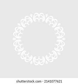 Patrón circular ornamental blanco sobre fondo gris claro. Diseño de plantilla de tarjeta. ilustración vectorial.