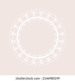 Patrón circular ornamental blanco sobre fondo beige claro. Diseño de plantilla de tarjeta. Ilustración vectorial.