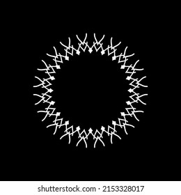 Patrón circular ornamental blanco sobre fondo negro. Diseño de plantilla de tarjeta. Ilustración vectorial.