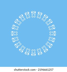 White ornamental circular pattern on blue background. Card template design. Vector illustration.