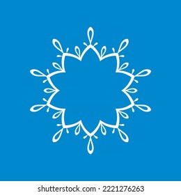 Patrón circular ornamental blanco sobre fondo azul. Diseño de plantilla de tarjeta. Ilustración vectorial.