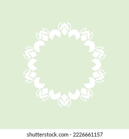 Patrón circular ornamental blanco sobre fondo verde claro. Diseño de plantilla de tarjeta. Ilustración vectorial.