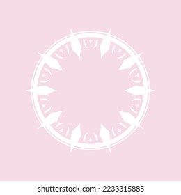 Weißes ornamentales kreisförmiges Muster auf hellrosa Hintergrund. Kartenvorlagendesign. Vektorgrafik.