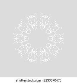 White ornamental circular pattern on light grey background. Card template design. Vector illustration.