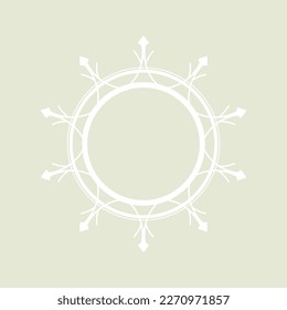 White ornamental circular pattern on light background. Card template design. Vector illustration.