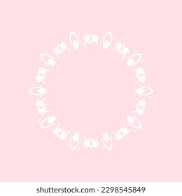White ornamental circular pattern on light pink background. Card template design. Vector illustration.