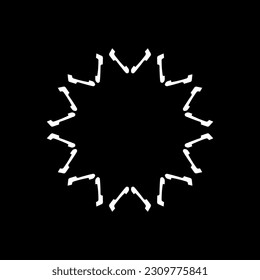 Weißes ornamentales, kreisförmiges Muster auf schwarzem Hintergrund. Kartenvorlagendesign. Vektorgrafik.