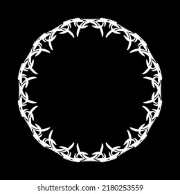 White Ornamental frame for your design. Circular frame decoration symbol on black background. vector