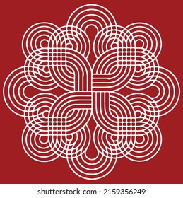 A white ornamental pattern isolated on red background