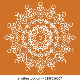 Patrón ornamental blanco aislado sobre fondo naranja