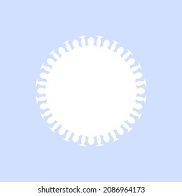 Patrón redondo ornamental blanco sobre fondo azul claro. Diseño de plantilla de tarjeta. Ilustración vectorial.