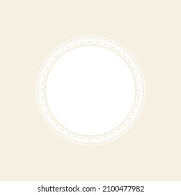 White ornamental round pattern on light background. Card template design. Vector illustration.