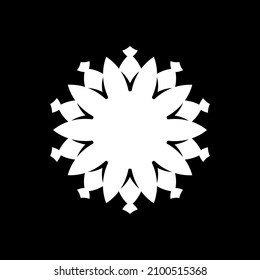 Patrón redondo ornamental blanco sobre fondo negro. Diseño de plantilla de tarjeta. Ilustración vectorial.