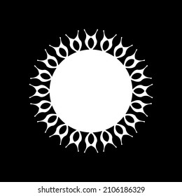 White ornamental round pattern on black background. Card template design. Vector illustration.