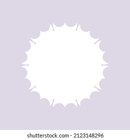 Patrón redondo ornamental blanco sobre fondo morado claro. Diseño de plantilla de tarjeta. Ilustración vectorial.