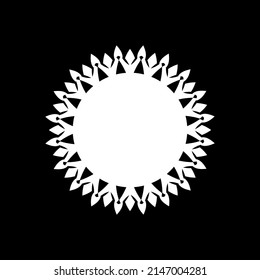 Patrón redondo ornamental blanco sobre fondo negro. Diseño de plantilla de tarjeta. Ilustración vectorial.