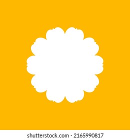 Patrón redondo ornamental blanco sobre fondo naranja. Diseño de plantilla de tarjeta. Ilustración vectorial.