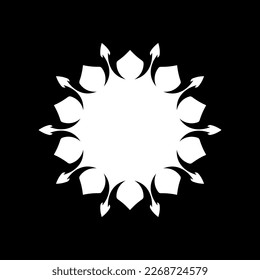 Patrón redondo ornamental blanco sobre fondo negro. Diseño de plantilla de tarjeta. Ilustración vectorial.