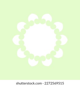 Weißes ornamentales rundes Muster auf hellgrünem Hintergrund. Kartenvorlagendesign. Vektorgrafik.