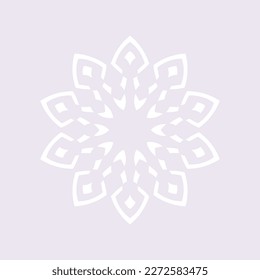 Patrón redondo ornamental blanco sobre fondo morado claro. Diseño de plantilla de tarjeta. Ilustración vectorial.