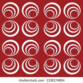 white ornaments on a burgundy background, circles on a burgundy background