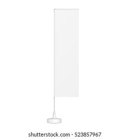 White Outdoor Panel Blade Straight Feather Flag, Illustration Isolated On White Background. Mock Up Template Ready For Your Design. Product Packing Vector EPS10